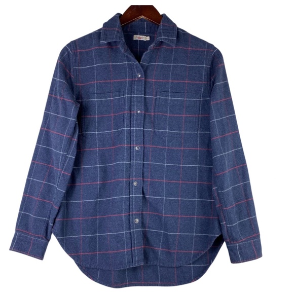 Faherty Ventura Plaid Shirt Button Down Top Sz Small Oversized Flannel Blue - Picture 2 of 4